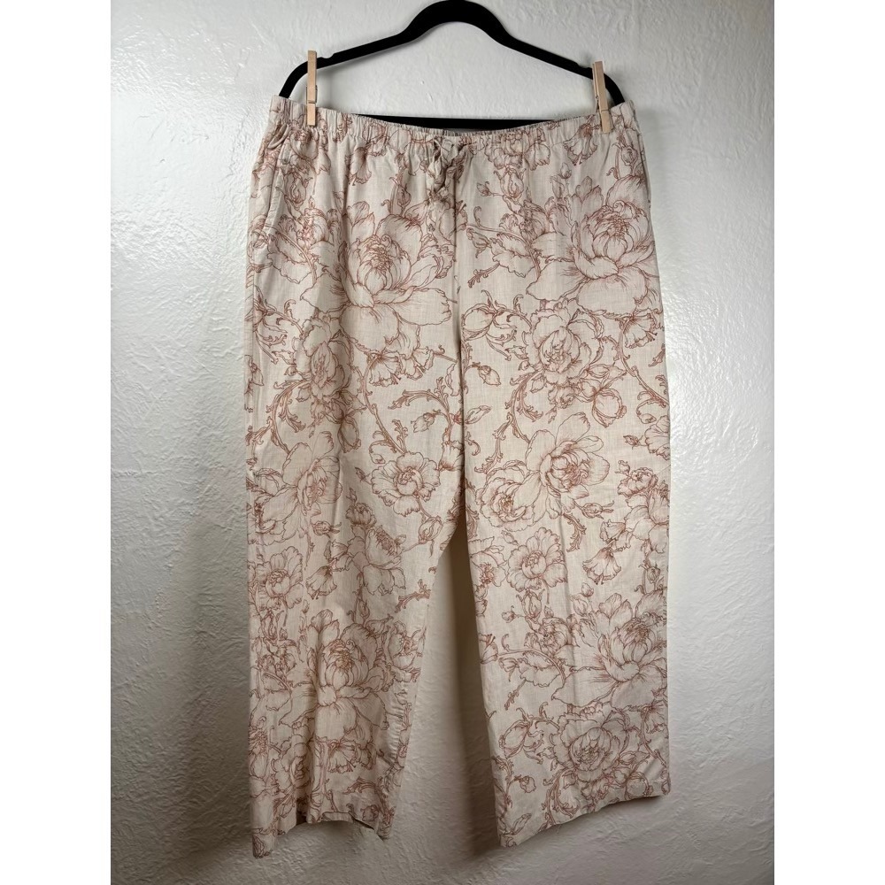 Haven Well Within Women's Floral Lounge Pants Elastic Waist XL‎ Resort Cotton